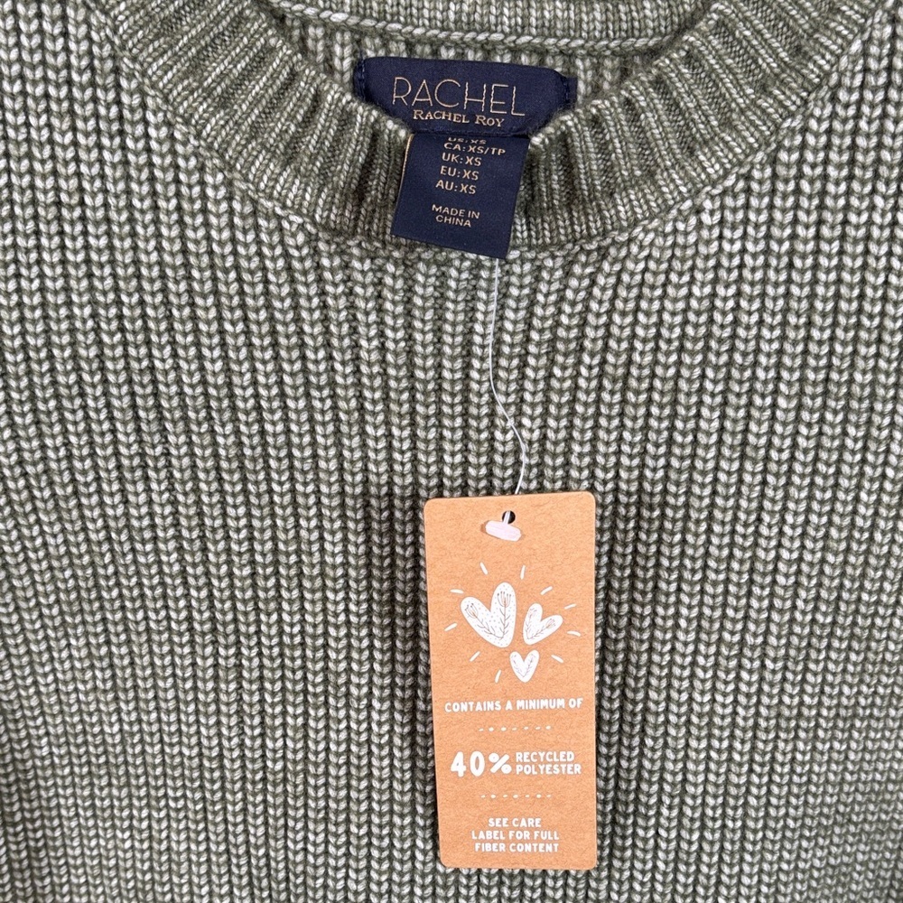 RACHEL Rachel Roy Olive Knit Sweater NWT - Picture 2 of 6